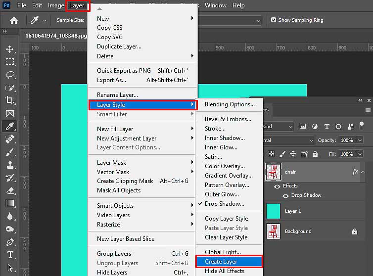 Photoshop image drop shadow creation services